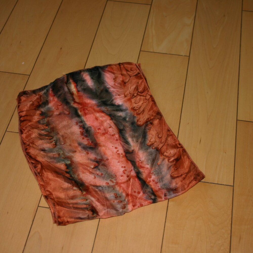 WOMEN'S SCARF IN COLORS OF ORANGE IN ALL SHADES, RUST, CHARCOAL, BROWN-SILK